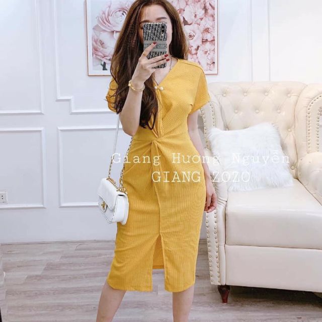 Váy body xoắn eo