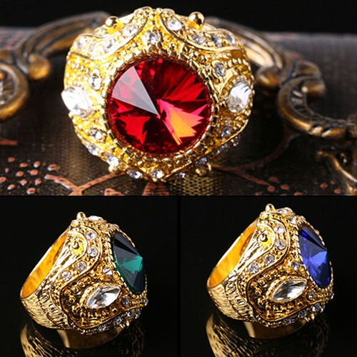 Nhẫn mạ vàng đính đá thời trang kiểu dáng vintage (size 7-10)