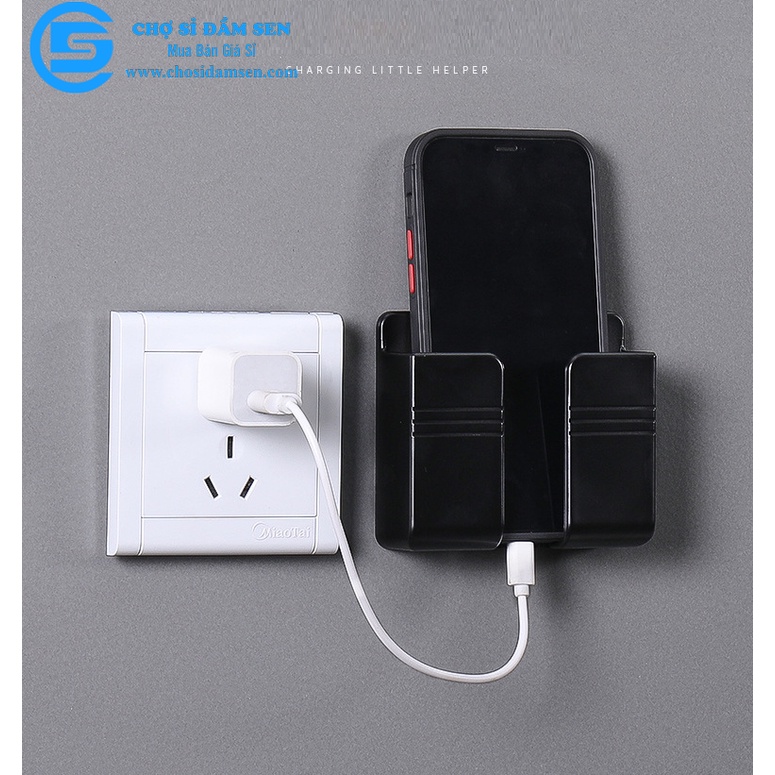Giá đỡ dán tường treo remote máy lạnh đa năng G215-KetreoDT, kệ treo sạc điện thoại, đầu dây điện tiện lợi giúp không gi