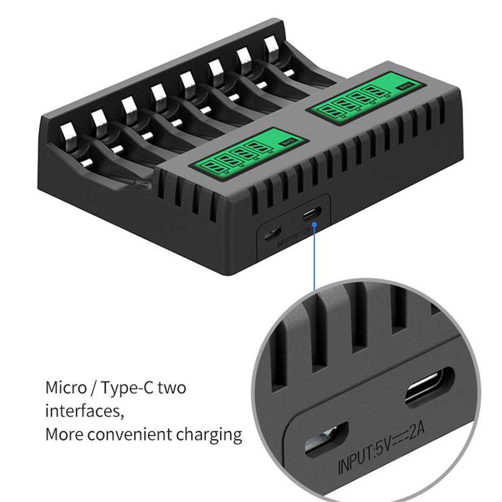 MYRONGVN Đế Sạc Pin Nhanh Thông Minh Cho Pin AA AAA NI-CD NI-MH Có Màn Hình LCD Hiển Thị