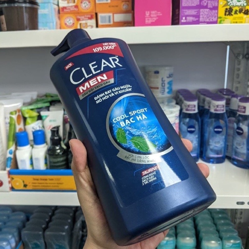 Dầu Gội Đầu Clear Men Cool Sport mát lạnh bạc hà 900g