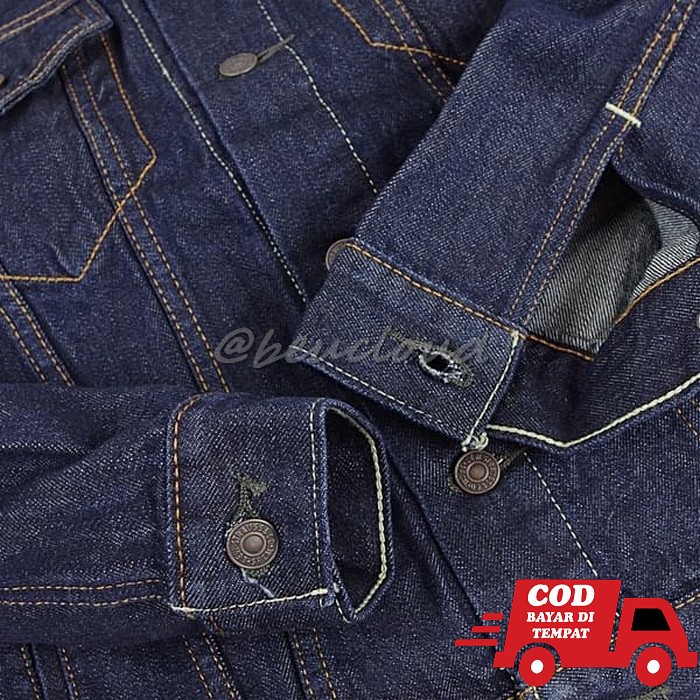 Levi Áo Khoác Jean Nam Size Lớn Màu Xanh Đậm / Xanh Dương Đậm Thời Trang Levis