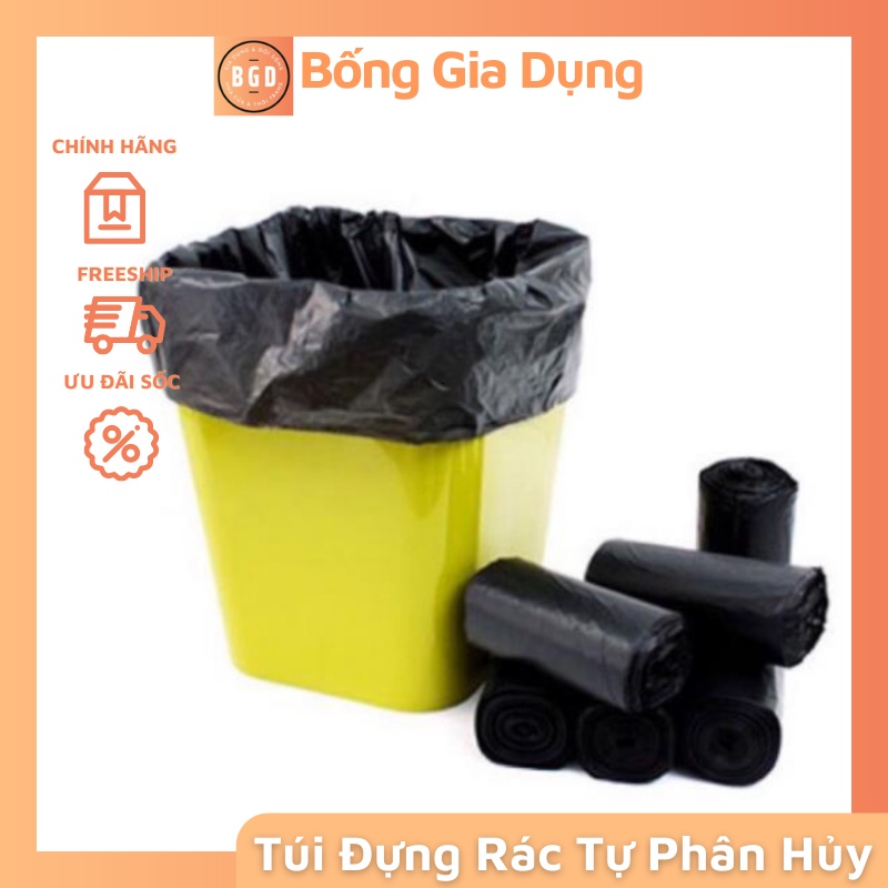 Combo Bịch 3 Cuộn Túi Nilong Đen Đựng Rác Tự Phân Hủy Không Quai Siêu Dai