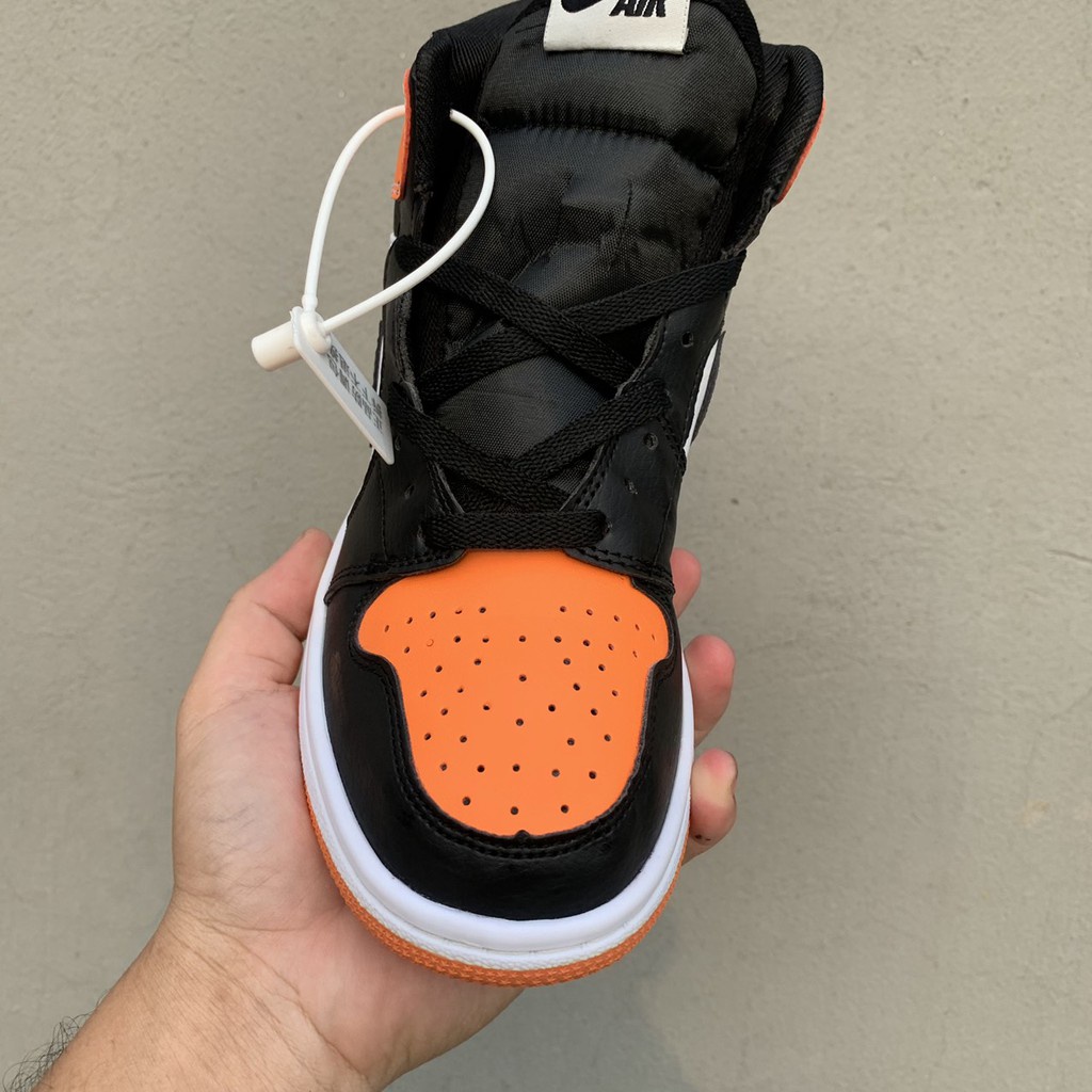 Giày thể thao Jordan cao cô cam đen, giày sneaker JD1 high đen cam, Giày thể thao JD1 Orange/Black  nam nữ