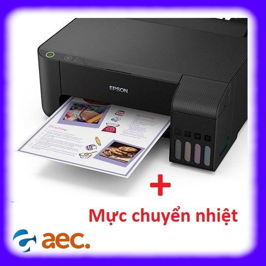 Máy in phun màu Epson L1110 sử dụng mực chuyển nhiệt ( máy đã bao gồm 4 bình mực chuyển nhiệt 100ml )