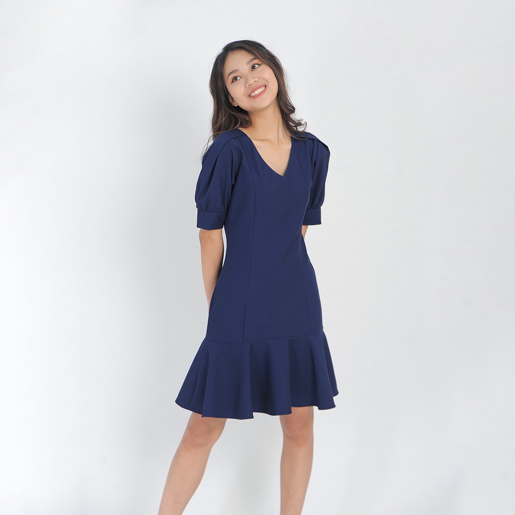Đầm nữ công sở thiết kế thời trang Eden dạng váy đuôi cá vải cotton dày dặn thoáng mát không nhăn - D406