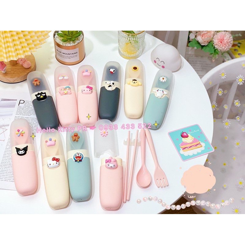 Bộ hộp muỗng đũa nĩa Hello Kitty - Doremon