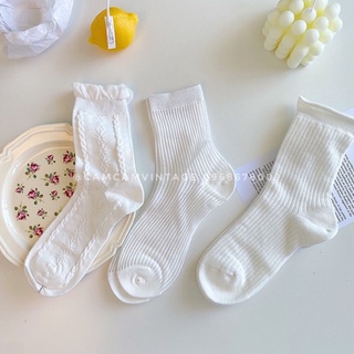 SET TẤT TRẮNG CAO CỔ NỮ REN BÈO TIỂU THƯ LOLITA TẤT CAO CỔ NAM NỮ TRẮNG TINH KHÔI