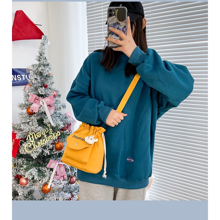 Túi vải canvas đeo chéo dễ thương cho nữ
