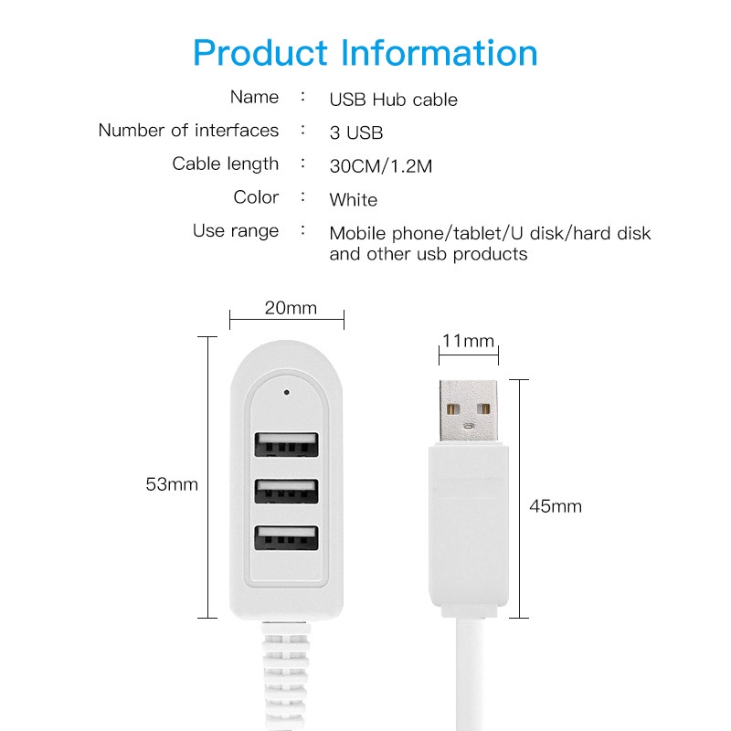 Cáp chia 3 cổng USB Guugei tốc độ cao 3 trong 1 cho PC laptop notebook