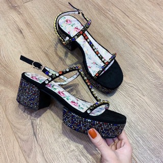 Sandal Xuồng Gucci đính ngọc hồ ngọc hà full box hàng đẹp