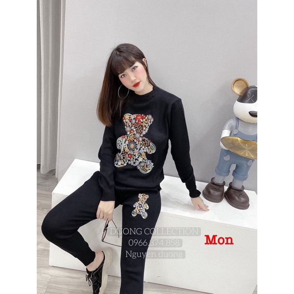 Bộ thể thao gấu hoa Set bộ thêu gấu màu siêu đẹp