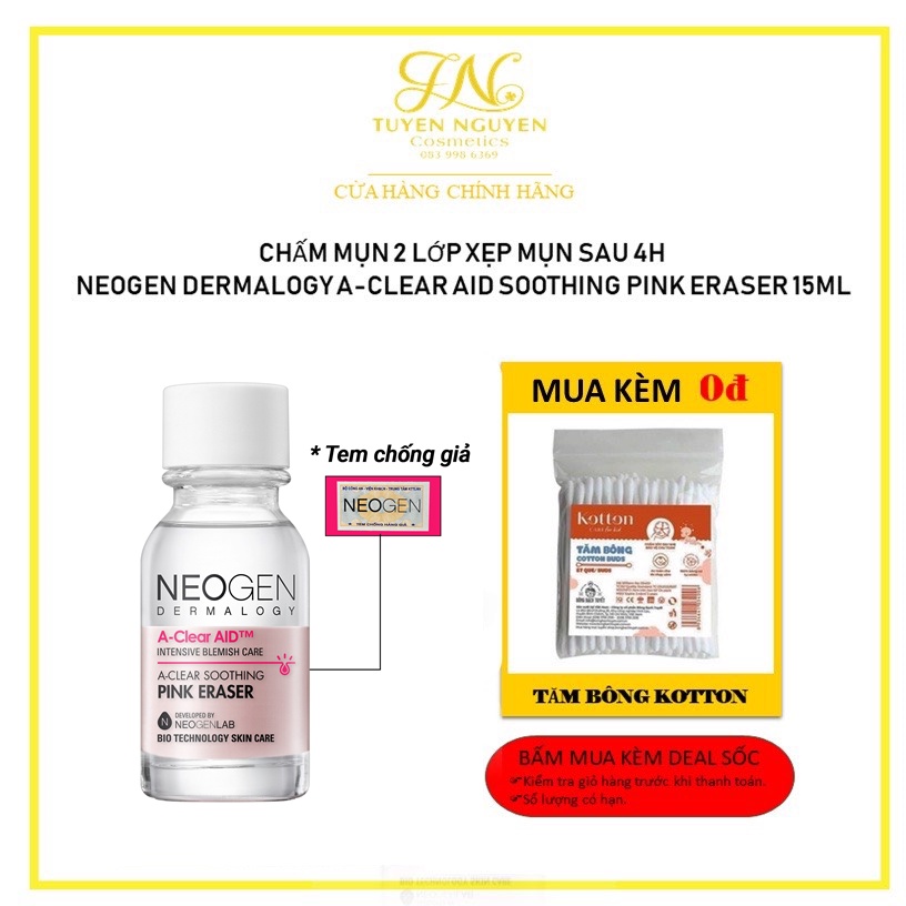 Chấm Mụn 2 Lớp Xẹp Mụn Sau 4H Neogen Dermalogy A-Clear Aid Soothing Pink Eraser 15ml