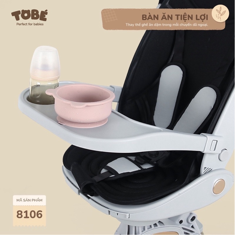 Xe đẩy gấp gọn Tobe Rico Plus cao cấp chịu lực tốt giảm rung lắc chất liệu da PU thiết kế ngả ghế linh hoạt bé 8105 8106
