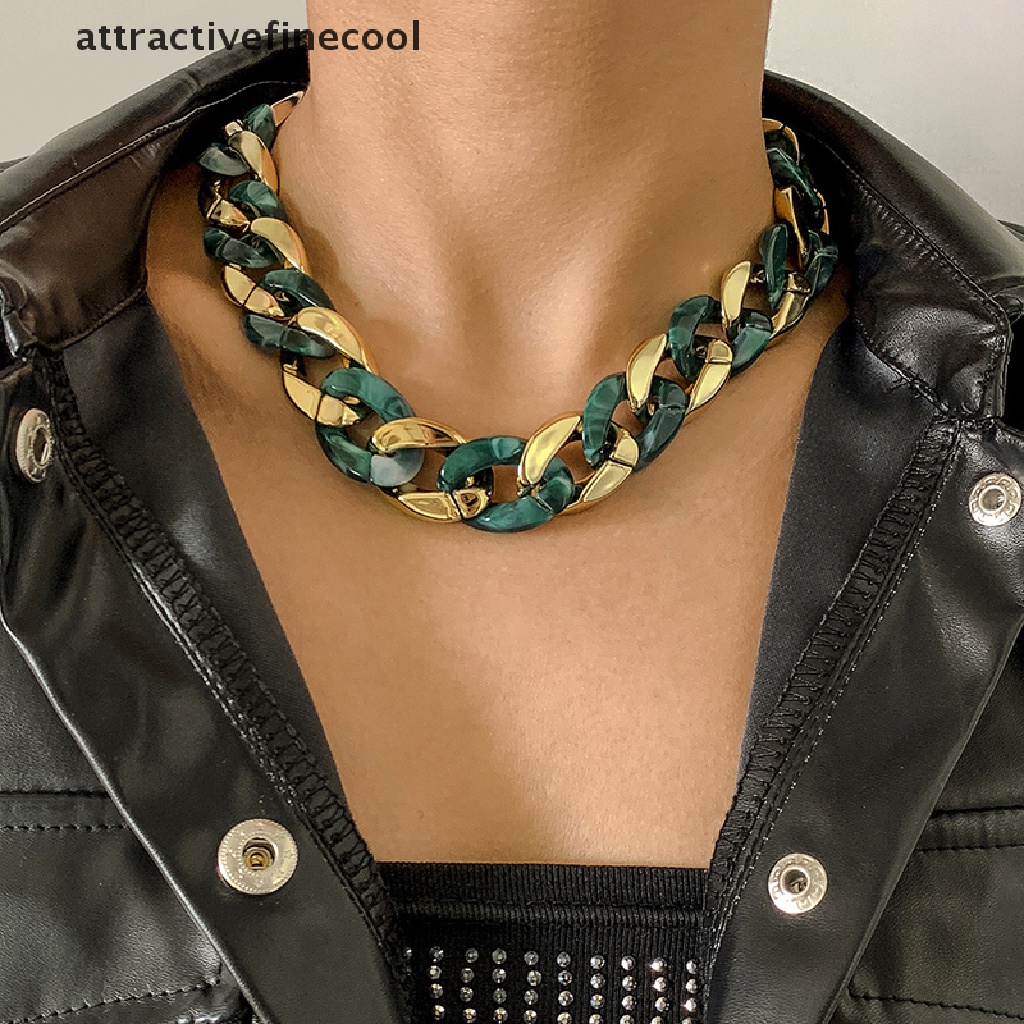 Acvn Vòng Cổ Choker Acrylic Dày Phong Cách Gothic Miami Curb Cuban