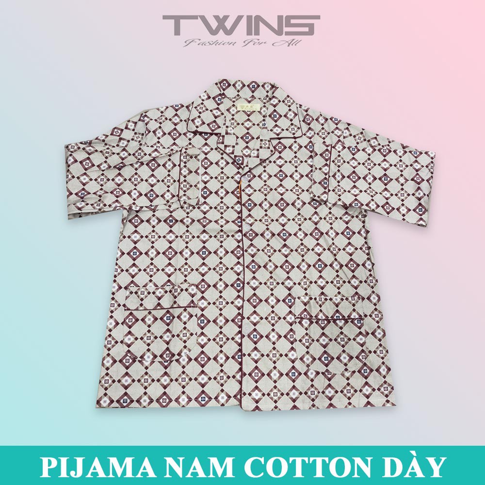 [ẢNH THẬT] Pijama nam, bộ ngủ nam trung niên dài tay quần dài chất cotton dày thấm hút mồ hôi mềm mịn giữ ấm