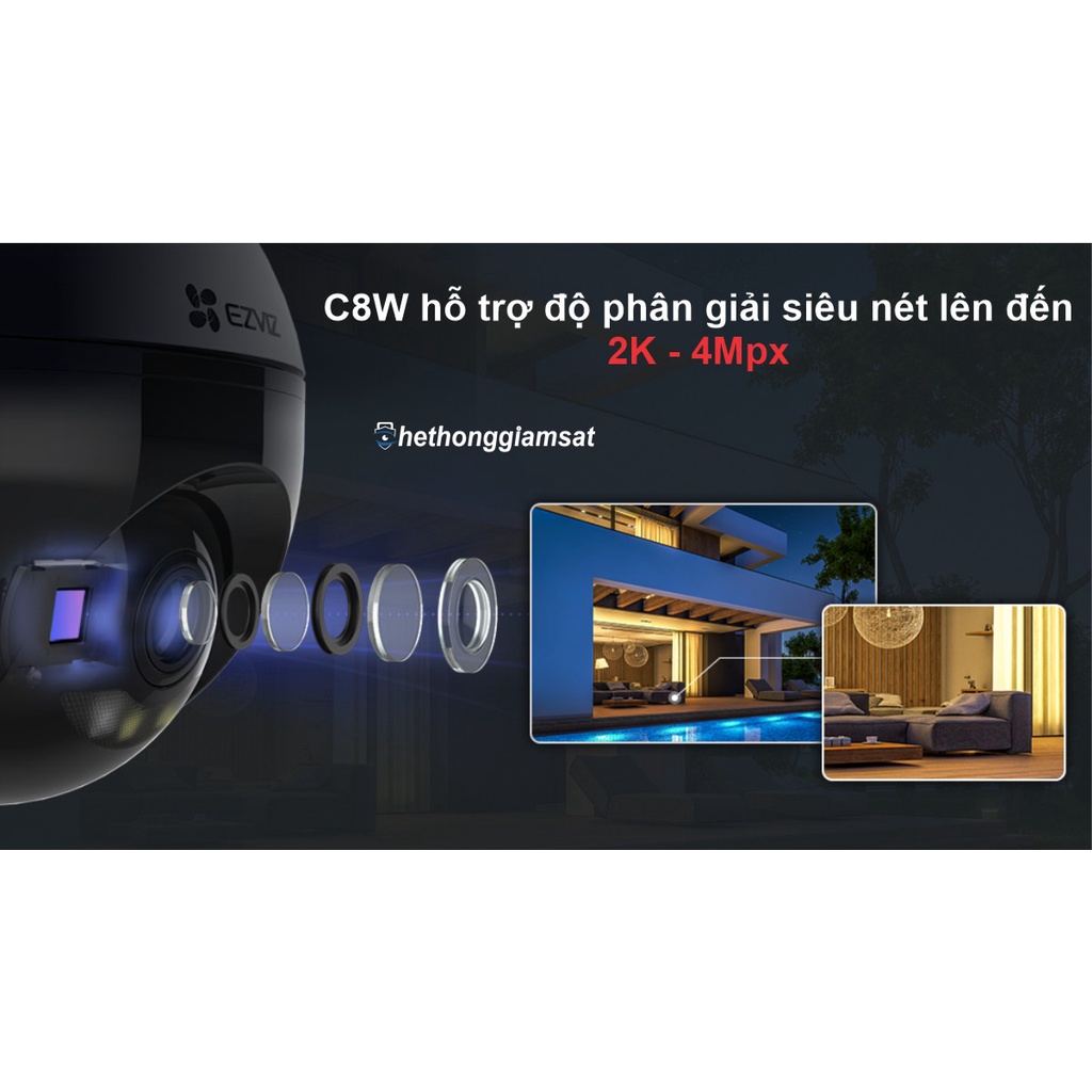 [Giá Sốc] Camera Wifi EZVIZ C8W 2K 4MPx - Ngoài Trời, Màu Bang Đêm, Xoay 360, Đàm Thoại - Chính Hãng, Bảo Hành 24 tháng