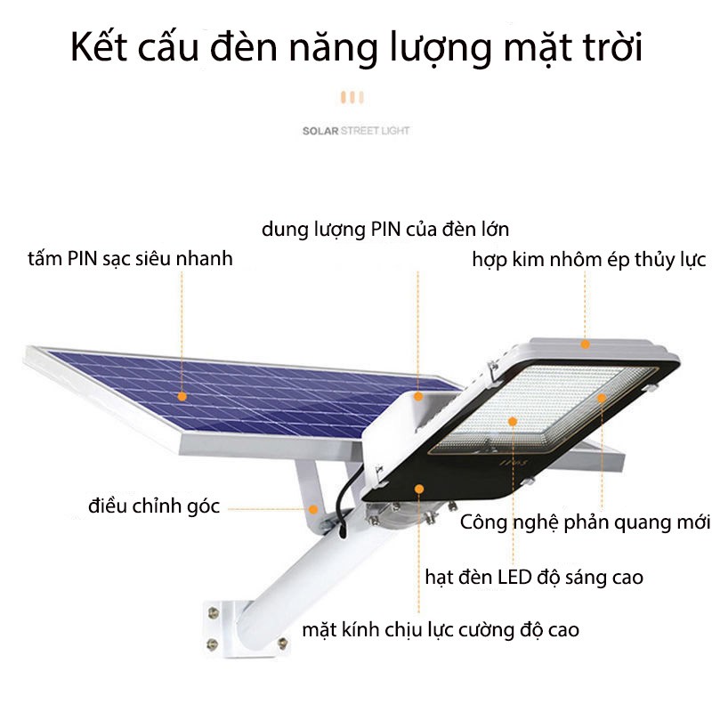 Đèn pha năng lượng mặt trời 500W/400W/200W tự động bật tắt