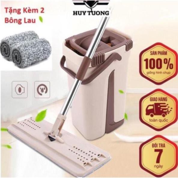 Bộ Cây Lau Nhà, Chổi Lau Nhà Tự Vắt Thông Minh Tặng Kèm 2 Bông Lau