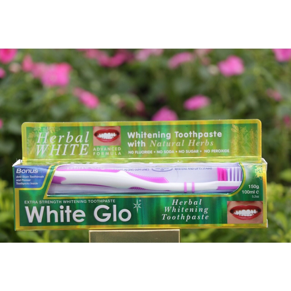 [Có Tem Nhãn] Kem Đánh Răng Thảo Mộc Thơm Miệng White Glo 150g Herbal Whitening Toothpaste