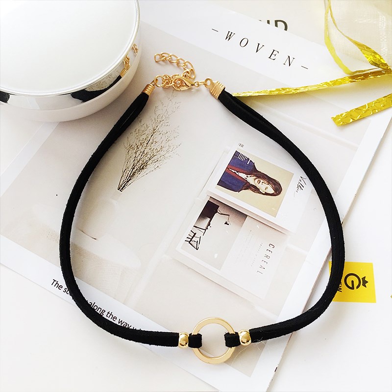 Set 2 vòng cổ dây chuyền choker nữ vải nỉ ngôi sao vòng tròn phong cách hàn quốc cá tính