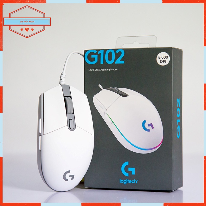 Chuột Máy Vi Tính Laptop PC Gaming Có Dây Logitech G102 Lightsync RGB White Mouse Chuyên Game Chính Hãng