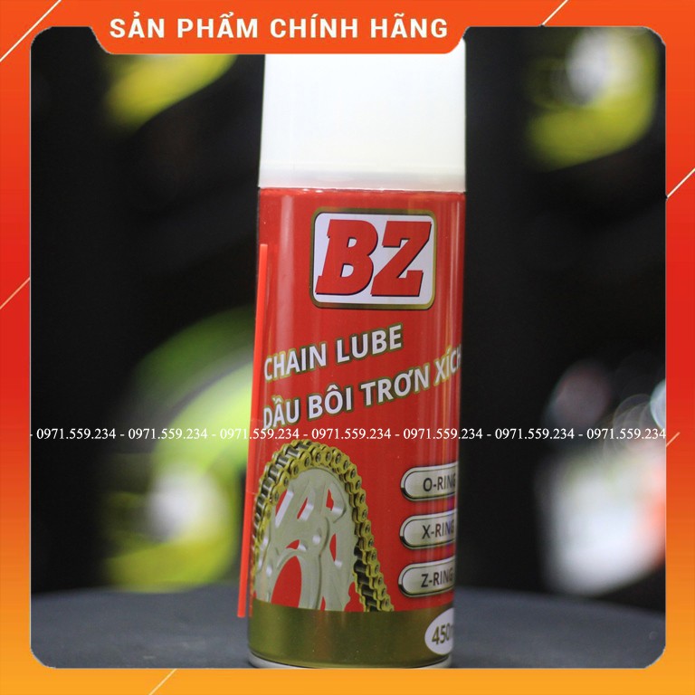 Chai xịt vệ sinh dưỡng sên BZ Chain Lube 450ml hàng Chính Hãng