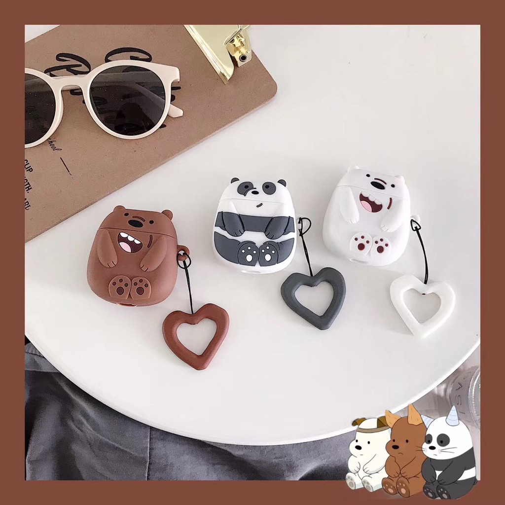 Naked bear 3D Casing AirPods pro case Cute Silicone AirPods AirPods 1 AirPods 2 Soft Case Apple AirPod With Love Ring