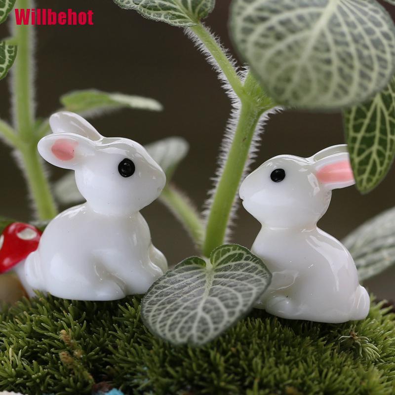 Bộ 2 Bức Tượng Thỏ Mini Trang Trí Sân Vườn