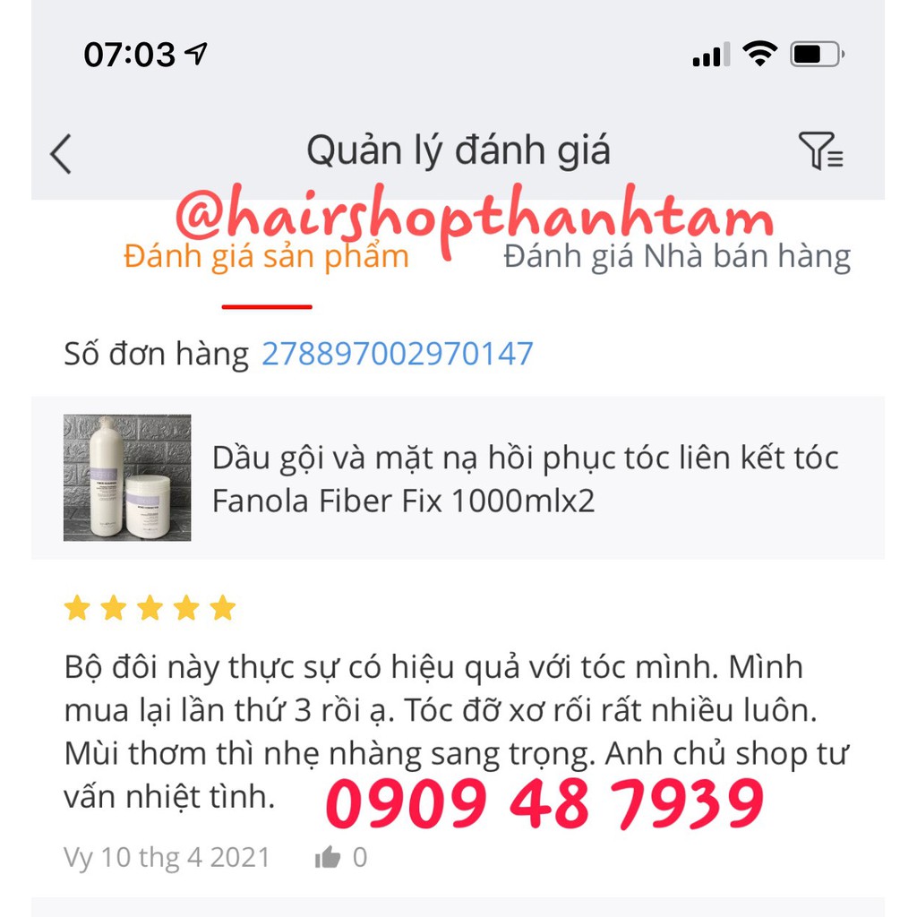 Best SellerDầu gội và mặt nạ hồi phục tóc liên kết tóc Fanola Fiber Fix 1000mlx2