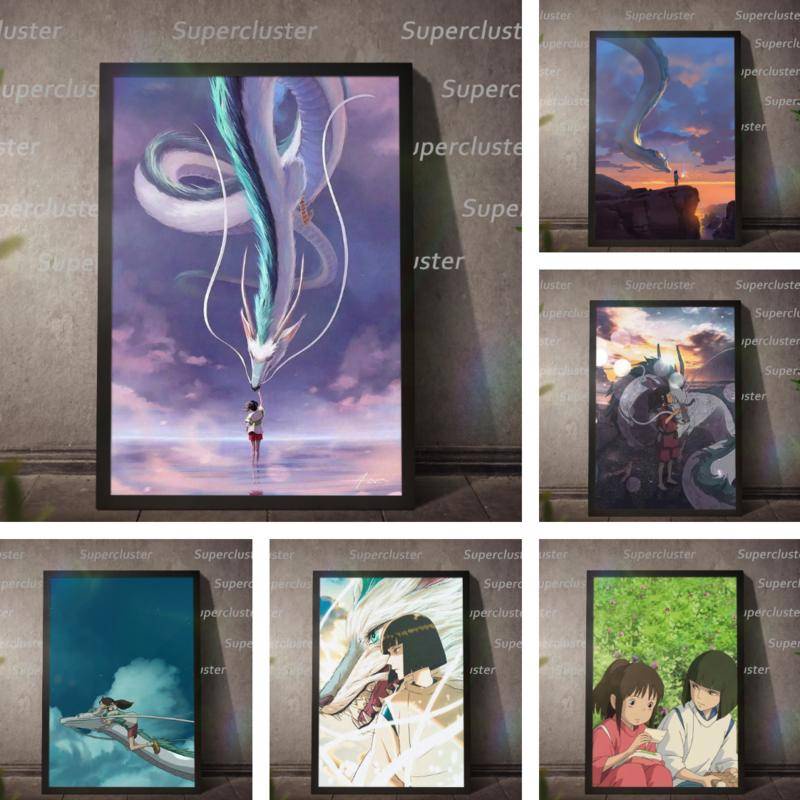 Tranh Vải Bạt Treo Tường In Hình Anime Spirited Away Miyazaki Hayao