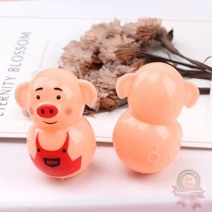 Lật đật hình con heo mini dễ thương làm đồ chơi cho bé và trang trí nhà cửa thông minh