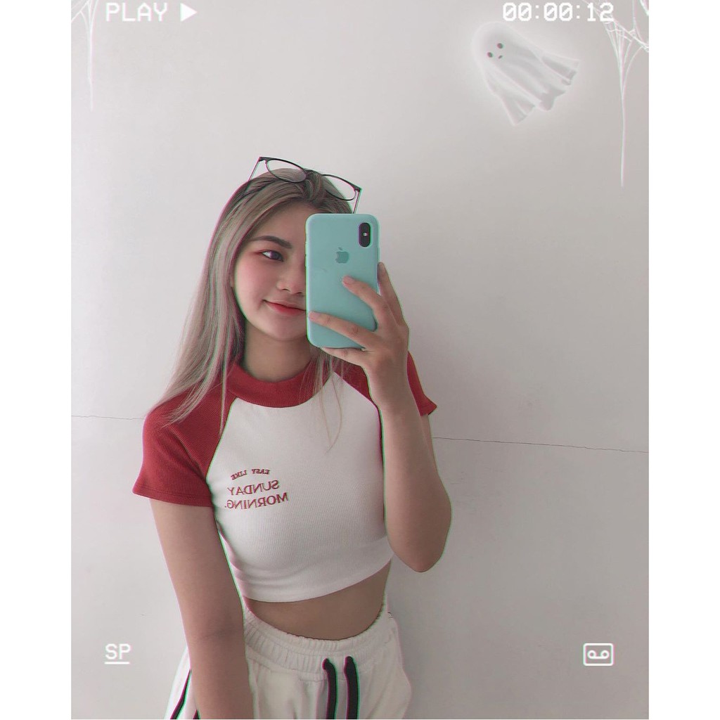 Áo Croptop gân hàng thêu - chất đẹp + ảnh thật