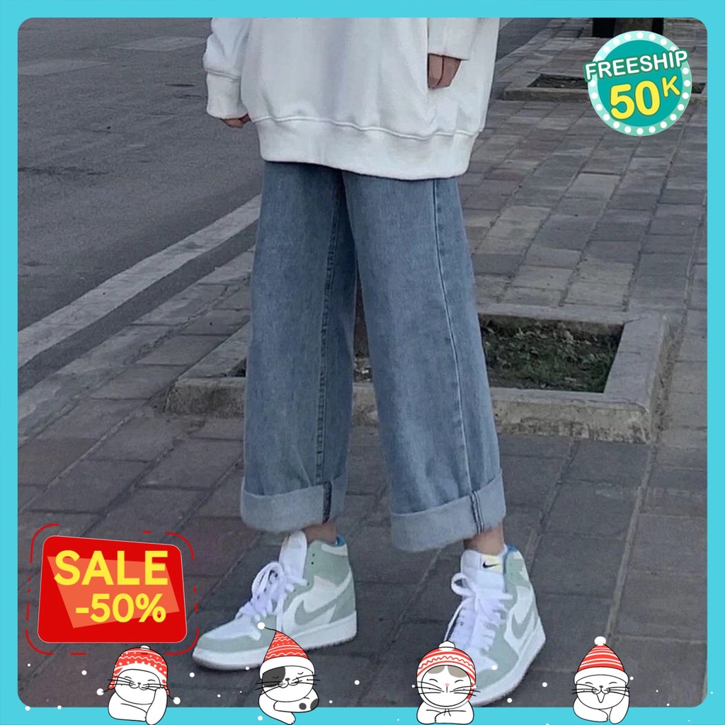 Quần jean nữ ống rộng QJD01 Jeanproo quần bò xuông lưng cao ulzzang