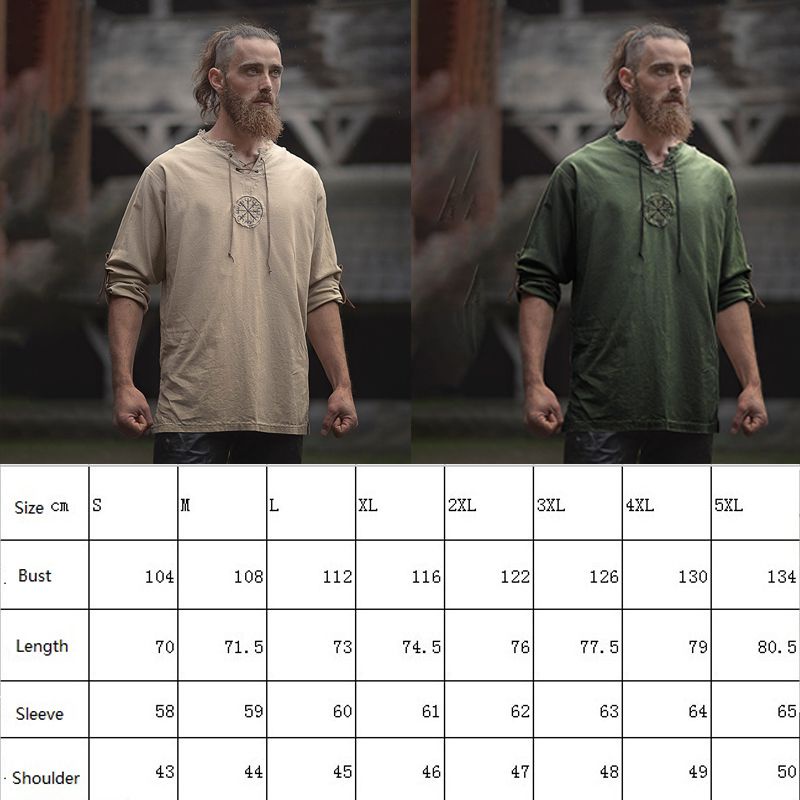 2022 NEW Medieval Men's Tops Vintage Ancient Viking Retro Cosplay Costume T-shirt