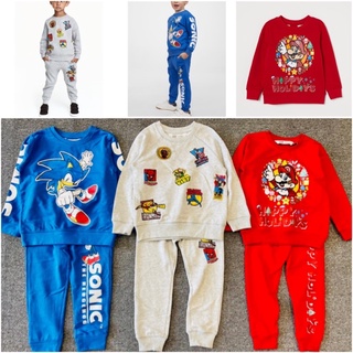 Bộ nỉ bé trai HM Cambodia dư xịn 10-30kg (Mario, Spiderman, Sonic)