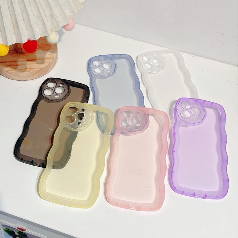 Ốp Điện Thoại TPU Mềm Viền Lượn Sóng Màu Kẹo Trong Suốt Cho iPhone XR 7plus 8plus 7 8 11 12 13 Pro Max X XS