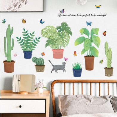 Decal dán tường, tranh dán tường cây hoa lá trang trí nhà cửa, quán cà phê hàng cao cấp - MyNa Mart