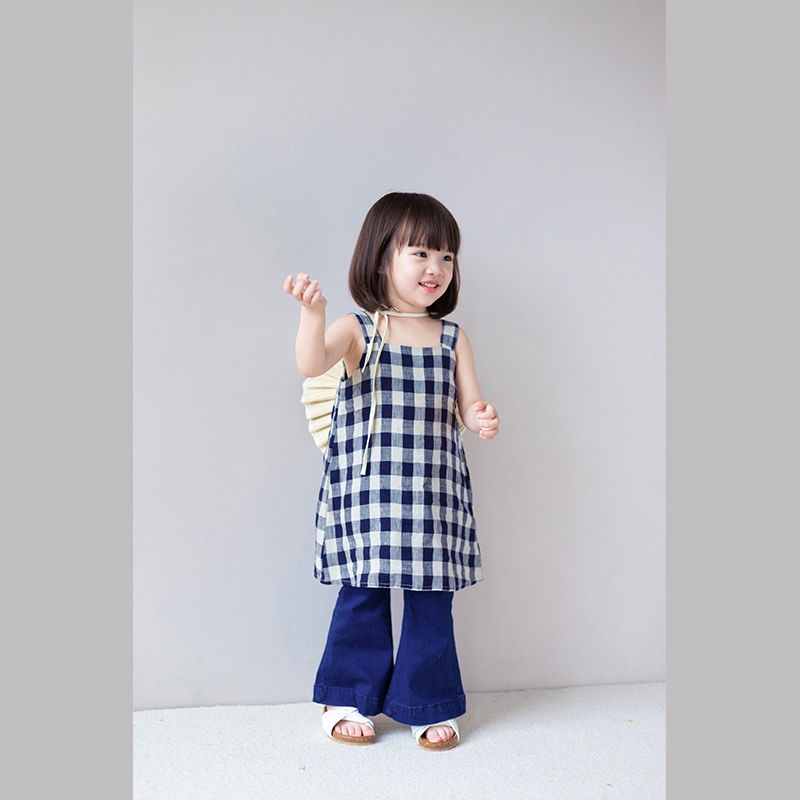 Quần Denim Ống Loe Rộng Thoải Mái Thời Trang Mùa Hè Phong Cách Hàn Quốc Cho Nữ