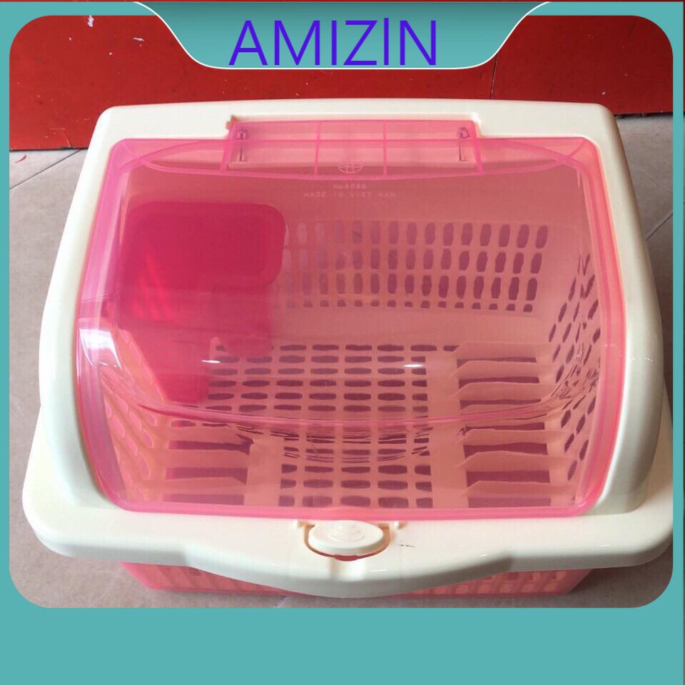 Giá úp bát đĩa có nắp đậy và ống cắm đũa tiện dụng nhựa Việt Nhật an toàn