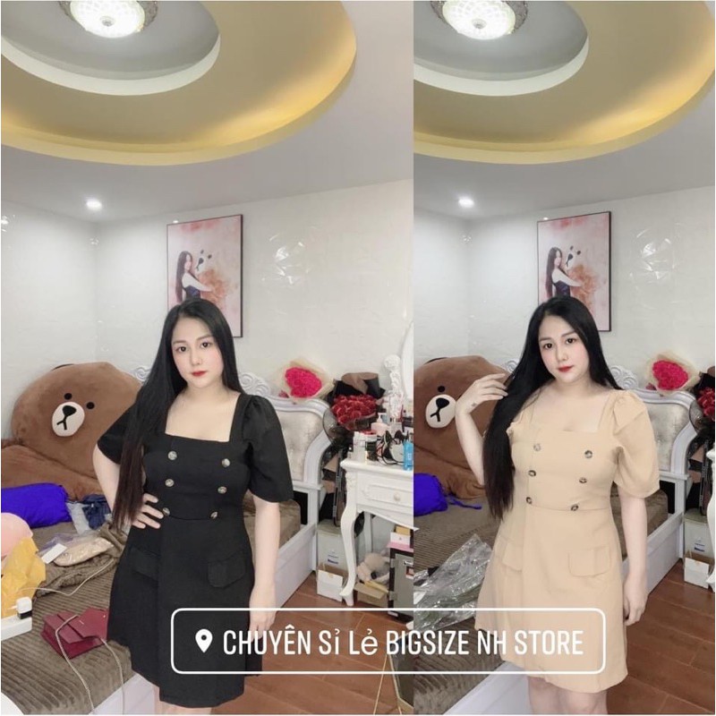 Đầm Nút Cổ Vuông Đắp Chéo Bigsize Vương Ngọc Hân