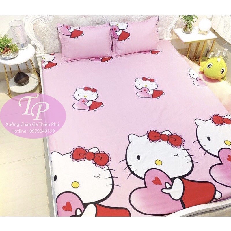 Bộ Ga Chun Kèm 2 Vỏ Gối Đầu Coton Poly Mềm Mát Mịn Đủ Size 1m6/1m8/2m2