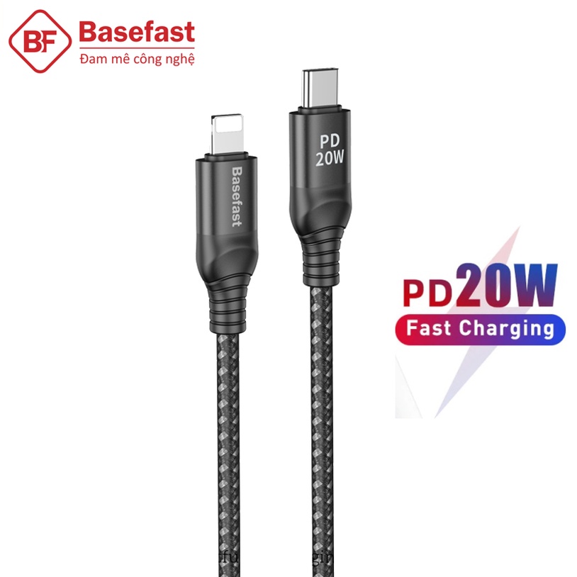 Dây sạc IP 20W Chính hãng Basefast - Cáp bọc dù siêu bền 1m 2m cho IP 11 12 pro 13 pro max 14 max