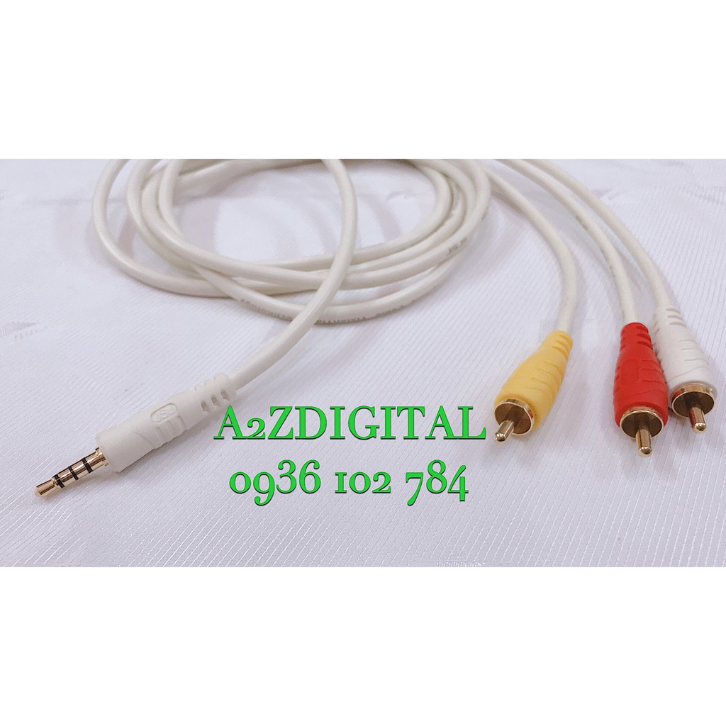 DÂY CHUYỂN JACK CẮM 3.5mm SANG 3 JACK AV VÀNG, ĐỎ, TRẮNG DÀI 1,8 MÉT
