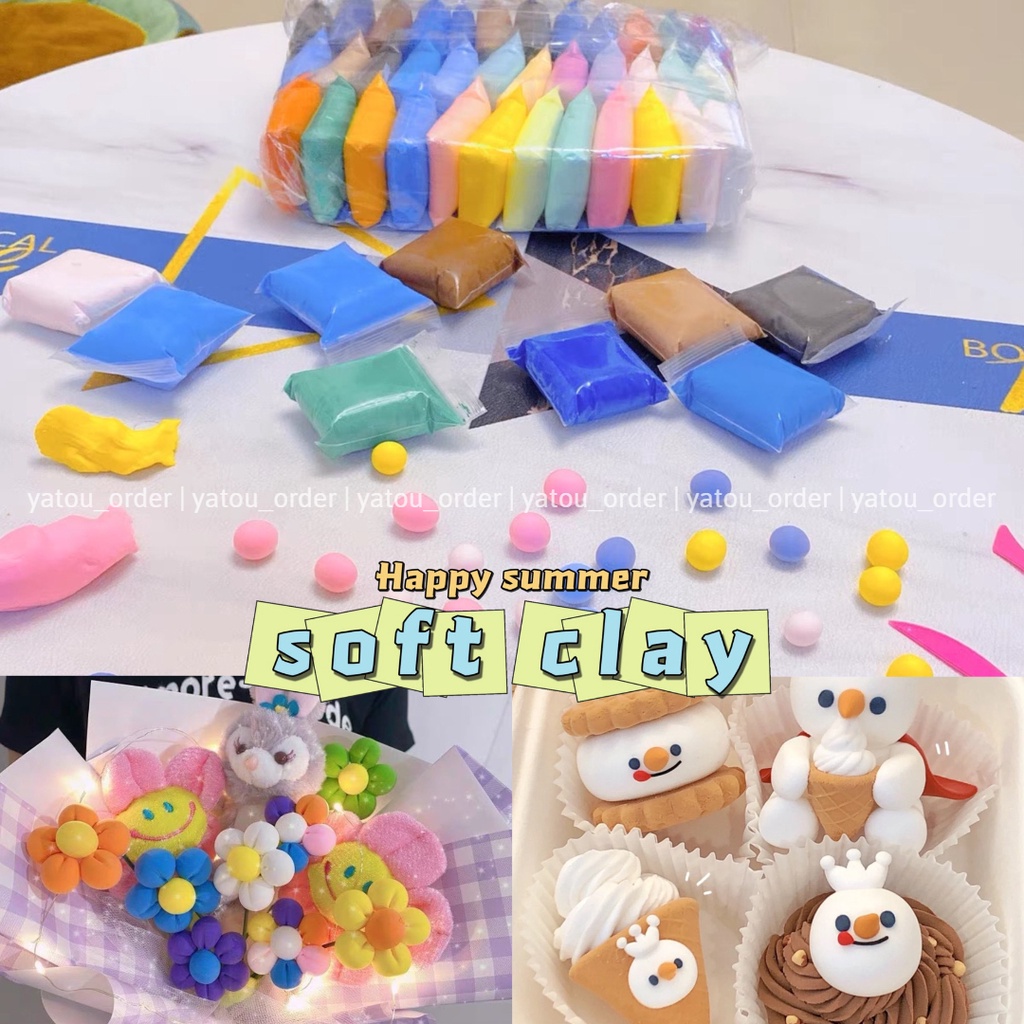 [SẴN] SET 36 MÀU ĐẤT SÉT NHẬT NHẸ an toàn SOFT CLAY & bộ 3 cây tạo hình