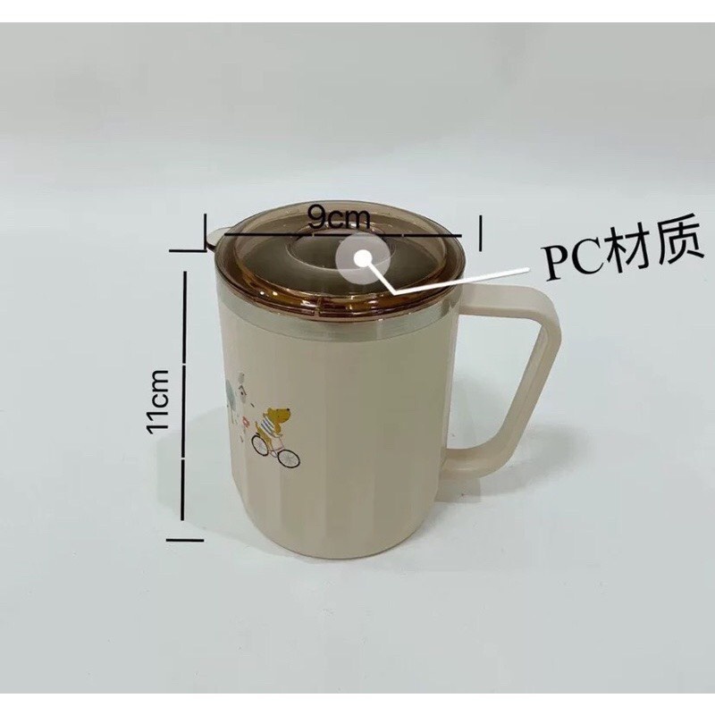 Cốc giữ nhiệt lõi inox có quai kèm nắp, cốc du lịch, picnic hàng nhập khẩu cao cấp TH