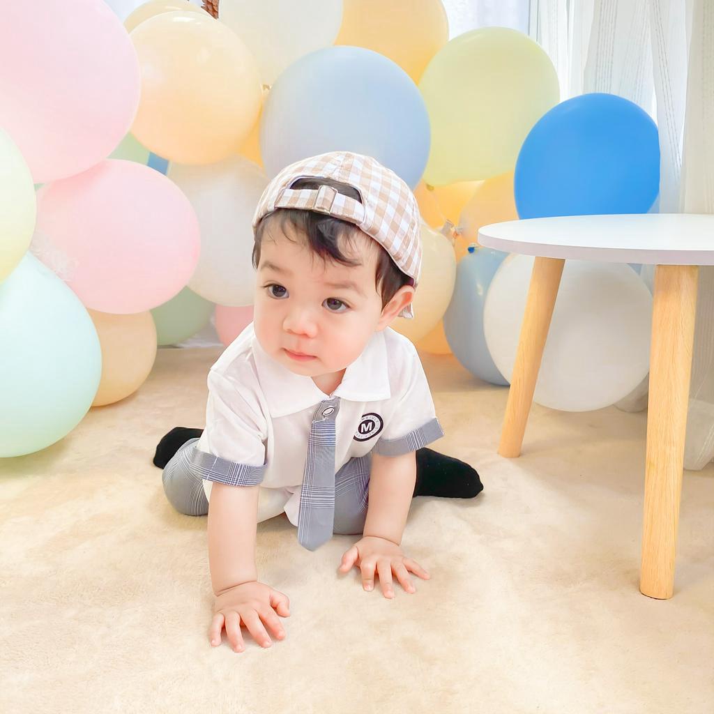 Set Áo Sơ Mi + Quần Short Phong Cách Nhật Hàn Thời Trang Cho Bé Trai
