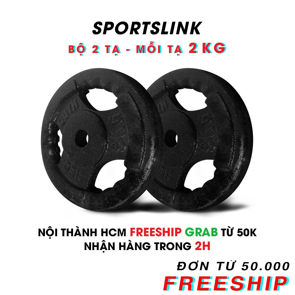 [ FREESHIP ] Bộ 2 tạ miếng gang 2kg Sportslink - Đen