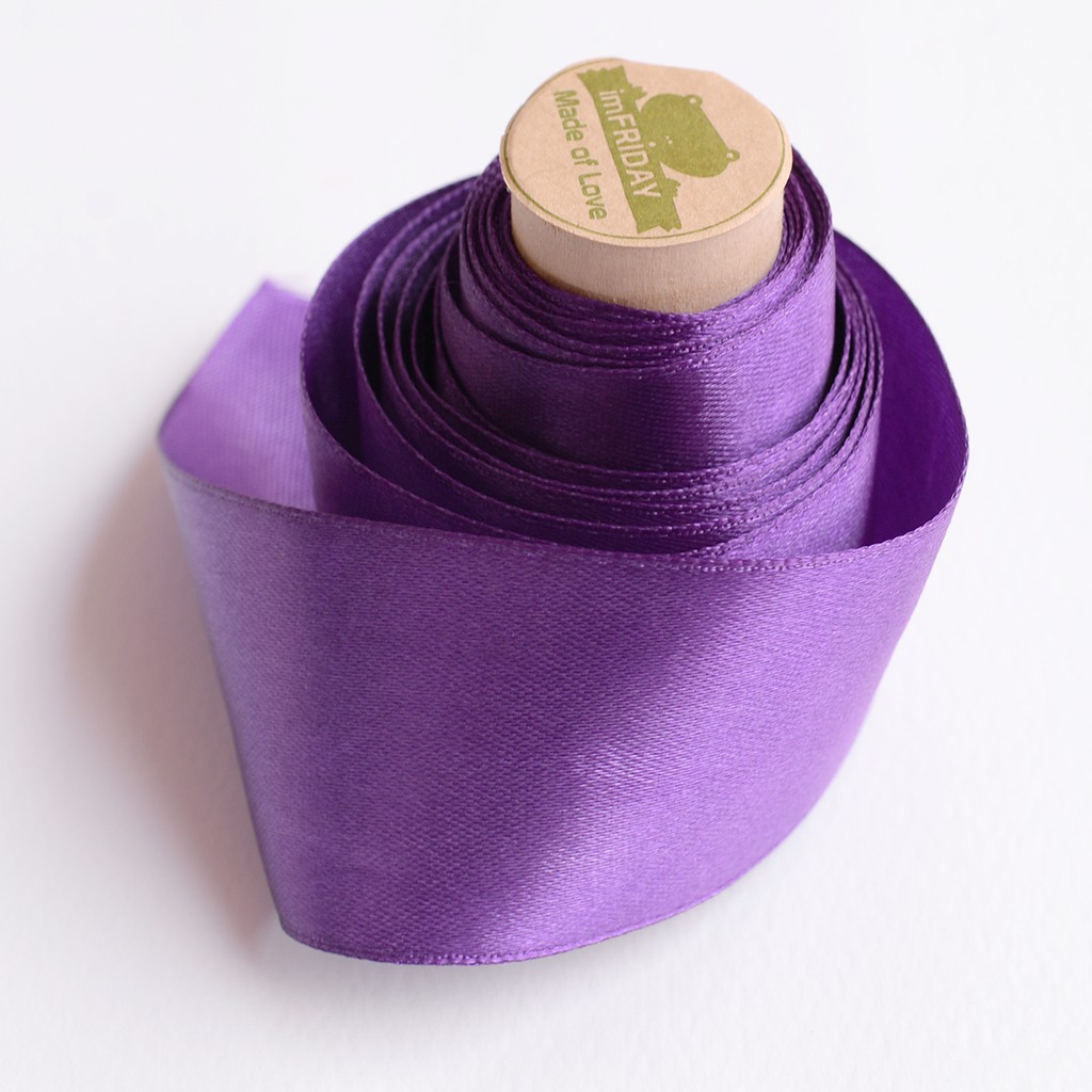 3m ruy băng  lụa 4cm tím đậm RB6