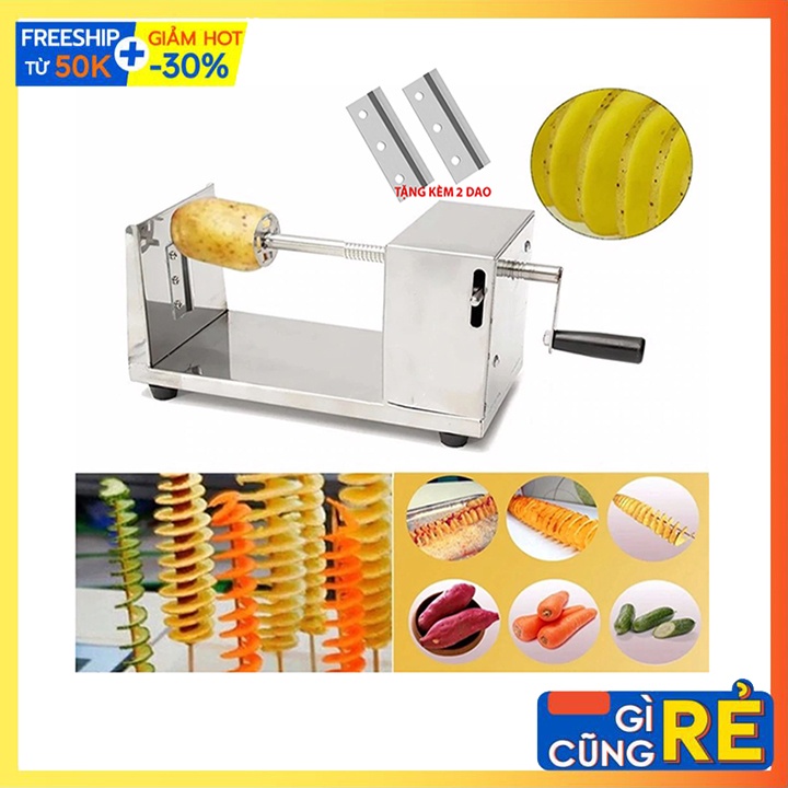 Máy Thái Khoai Tây Lốc Xoáy Xoắn Tặng 2 dao